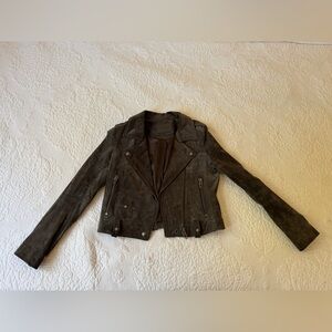 Blank NYC Charcoal Gray Faux Leather Suede Jacket